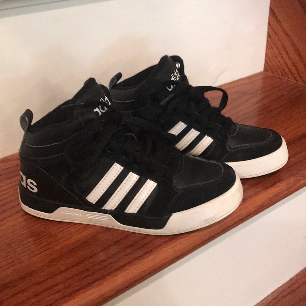 Unisex adidas black  and white high tops
